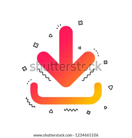 Download icon. Upload button. Load symbol. Colorful geometric shapes. Gradient download icon design.  Vector