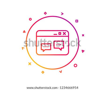 Browser Window line icon. Chat speech bubbles sign. Internet page symbol. Gradient pattern line button. Browser Window icon design. Geometric shapes. Vector