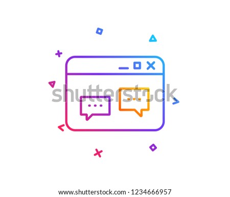 Browser Window line icon. Chat speech bubbles sign. Internet page symbol. Gradient line button. Browser Window icon design. Colorful geometric shapes. Vector