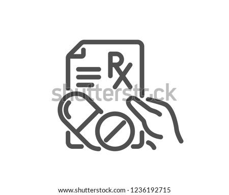 Prescription Rx recipe line icon. Medicine drugs pills sign. Quality design flat app element. Editable stroke Prescription drugs icon. Vector