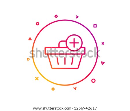 Add to Shopping cart line icon. Online buying sign. Supermarket basket symbol. Gradient pattern line button. Add purchase icon design. Geometric shapes. Vector