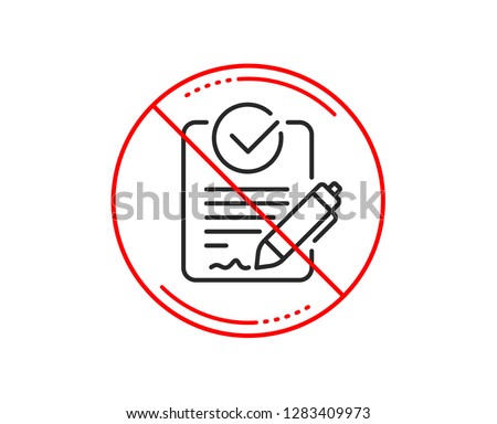 No or stop sign. Rfp line icon. Request for proposal sign. Report document symbol. Caution prohibited ban stop symbol. No  icon design.  Vector