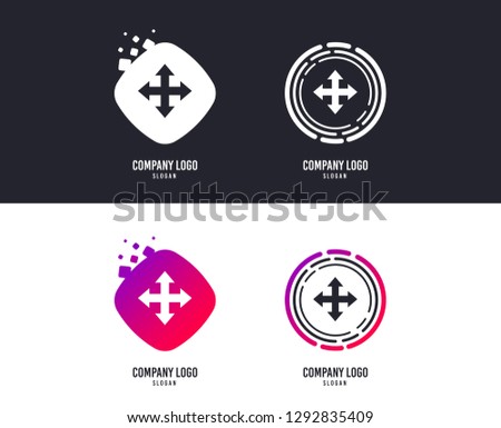 Logotype concept. Fullscreen sign icon. Arrows symbol. Icon for App. Logo design. Colorful buttons with icons. Vector