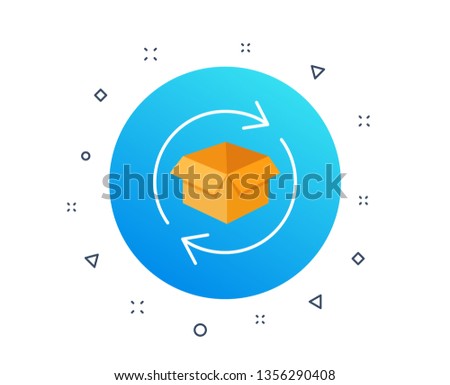 Return parcel icon. Exchange of goods sign. Package tracking symbol. Distribution or delivery parcel. Return box package, post office. Random dynamic shapes. Gradient return parcel button. Vector