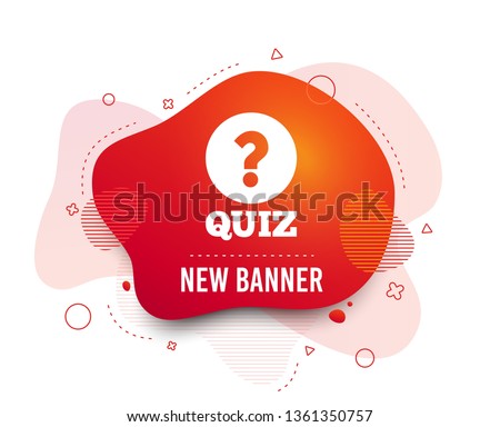 Fluid badge. Quiz with question mark sign icon. Questions and answers game symbol. Abstract shape. Gradient quiz icon. Flyer liquid banner. Vector