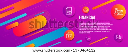 Header banner. Financial documents, Wallet and Portfolio icons simple set. Success business, Special offer and Business growth signs. Check docs, Affordability. Finance set. Vector