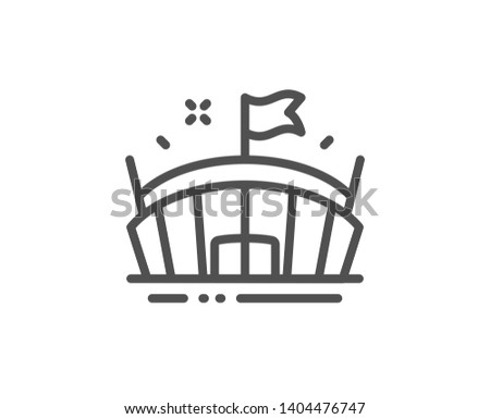 Sports stadium line icon. Arena with flag sign. Sport complex symbol. Quality design element. Linear style arena icon. Editable stroke. Vector