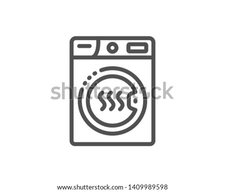 Dryer machine line icon. Laundry service sign. Dry clothing symbol. Quality design element. Linear style dryer machine icon. Editable stroke. Vector