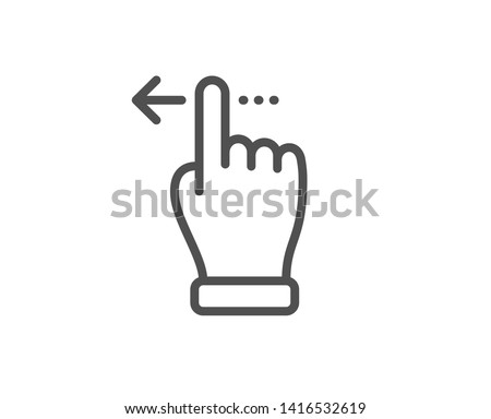 Touchscreen gesture line icon. Slide left arrow sign. Swipe action symbol. Quality design element. Linear style touchscreen gesture icon. Editable stroke. Vector