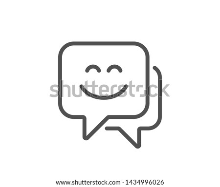 Smile face line icon. Happy emoticon chat sign. Speech bubble symbol. Quality design element. Linear style smile face icon. Editable stroke. Vector