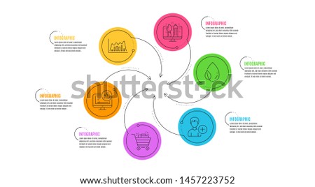 Leaf dew, Add person and Creative design line icons set. Infographic timeline. Like video, Infographic graph and Shopping cart signs. Water drop, Edit user data, Designer. Thumbs up. Vector
