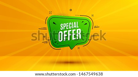 Discount banner shape. Special offer badge. Sale coupon bubble icon. Abstract yellow background. Modern concept design. Banner with offer badge. Vector