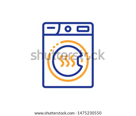 Laundry service sign. Dryer machine line icon. Dry clothing symbol. Colorful outline concept. Blue and orange thin line dryer machine icon. Vector