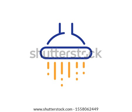 Bathroom sign. Shower line icon. Hotel service symbol. Colorful outline concept. Blue and orange thin line shower icon. Vector
