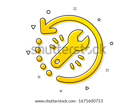 Backup data sign. Recovery tool icon. Restore information symbol. Yellow circles pattern. Classic recovery tool icon. Geometric elements. Vector