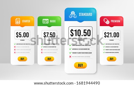 Reject web, Documentation and Capsule pill icons simple set. Price table template. Ship sign. No internet, Project, Medicine drugs. Shipping watercraft. Business set. Vector