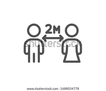 Social distancing line icon. 2 meters distance between sign. Coronavirus pandemic symbol. Quality design element. Editable stroke. Linear style social distancing icon. Vector Photo stock © 