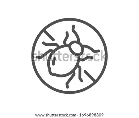 Mattress bed bugs line icon. Hypoallergenic sign. Anti-allergic symbol. Quality design element. Editable stroke. Linear style bed bugs icon. Vector