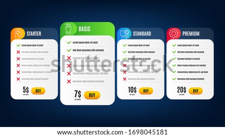 Employees messenger, Touchscreen gesture and Recovery gear line icons set. Pricing table, subscription plan. Idea head sign. Speech bubble, Slide right, Backup info. Lightbulb. Business set. Vector