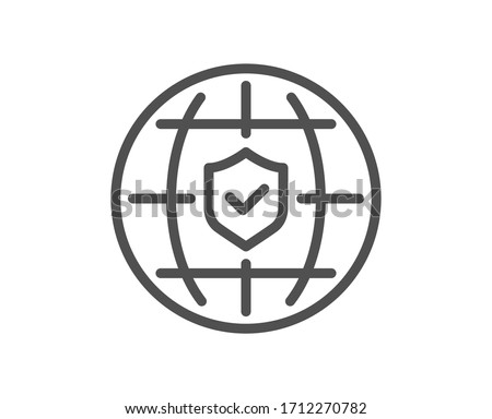 Global insurance line icon. Travel risk coverage sign. Policyholder protection symbol. Quality design element. Editable stroke. Linear style global insurance icon. Vector