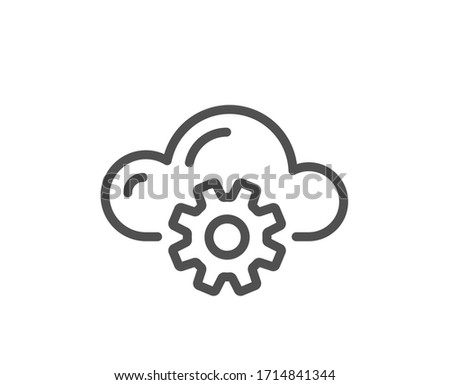 Cloud computing process line icon. Internet data storage sign. File hosting technology symbol. Quality design element. Editable stroke. Linear style cloud computing icon. Vector