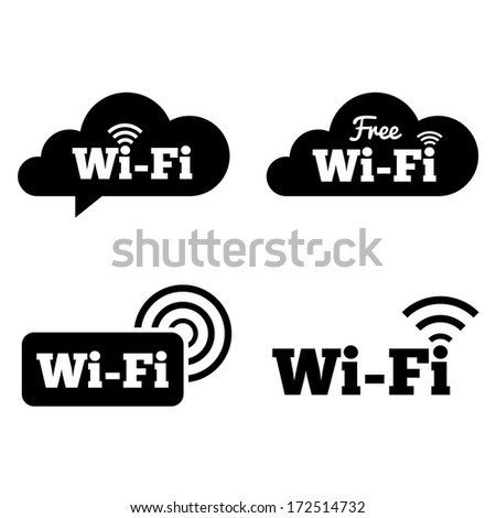 Wifi icons. Wifi symbols. Wireless Network cloud icons. Wifi zone. Vector illustration.