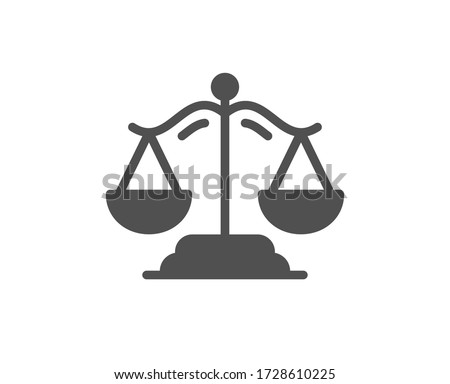 Justice scales icon. Judgement scale sign. Legal law symbol. Classic flat style. Quality design element. Simple justice scales icon. Vector