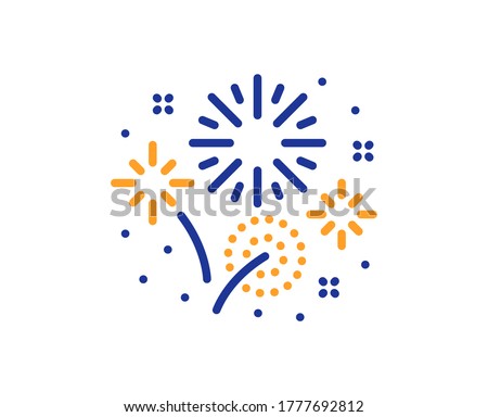 Fireworks line icon. Pyrotechnic salute sign. Carnival celebration lights symbol. Colorful thin line outline concept. Linear style fireworks icon. Editable stroke. Vector