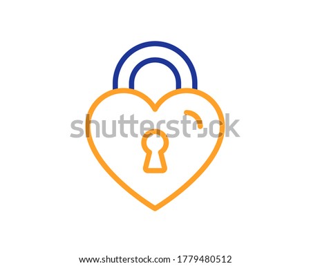 Love lock line icon. Honeymoon bridge locker sign. Couple relationships symbol. Colorful thin line outline concept. Linear style love lock icon. Editable stroke. Vector