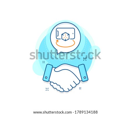 VR simulation sign. Handshake deal complex icon. Augmented reality phone line icon. 3d cube symbol. Agreement shaking hands banner. Augmented reality sign. Vector