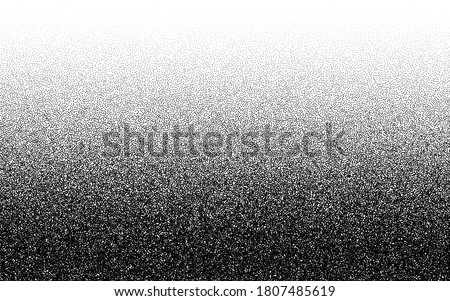 Dotwork gradient pattern vector background. Black noise stipple dots. Sand grain effect. Black dots grunge banner. Abstract noise dotwork pattern. Gradient circles. Stochastic dotted vector background