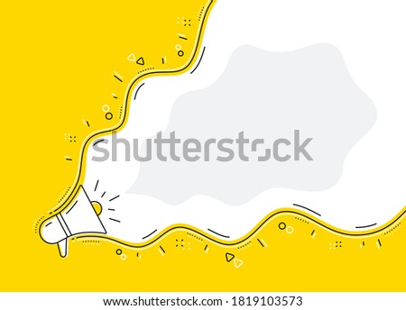 Loudspeaker alert background. Recommend marketing campaign. Megaphone promotion yellow banner. Announce offer concept. Customer review alert. Loudspeaker, megaphone promotion speaker icon. Vector