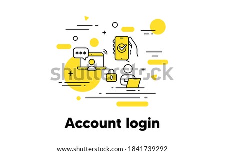 Account login line icon. New user register. Registration concept illustration. Hand holding phone with approved access. Account register, user login, sign up password icon. Editable stroke. Vector