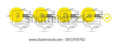 Graph phone, Checklist and Online shopping line icons set. Timeline infograph speech bubble. Bitcoin sign. Mobile statistics, Survey, Black friday. Cryptocurrency coin. Finance set. Vector