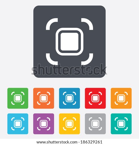 Autofocus zone sign icon. Photo camera settings. Rounded squares 11 buttons. Vector