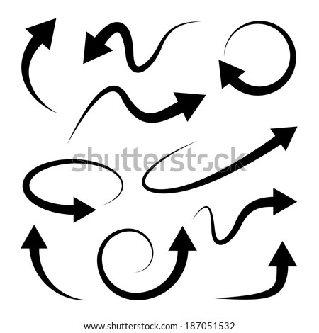 Curved arrows set. Full rotation. 360 degrees. Refresh, repeat symbol. Vector