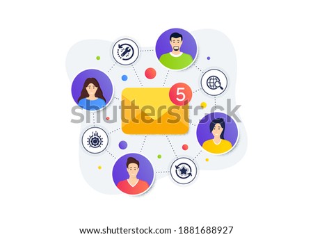 Web search, Gear and Recovery tool icons simple set. Teamwork messages banner. Employee remote work. Loyalty points sign. Find internet, Work process, Backup info. Bonus reward. Business set. Vector