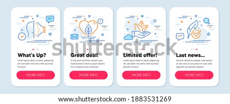 Set of Healthcare icons, such as Face id, Organic product, Local grown symbols. Mobile screen banners. Hypoallergenic tested line icons. Phone scanning, Leaf, Organic tested. Feather. Vector