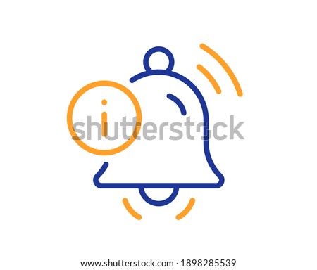 Information bell line icon. Alarm reminder info sign. Notification message symbol. Quality design element. Line style information bell icon. Editable stroke. Vector