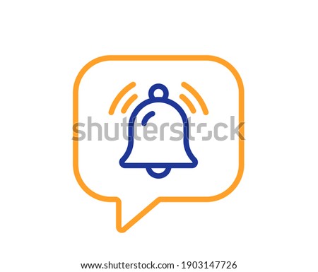 Notification chat bubble line icon. Bell alarm reminder sign. Alarm clock symbol. Quality design element. Line style notification bubble icon. Editable stroke. Vector