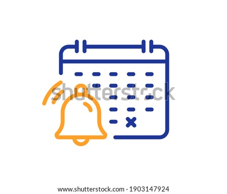 Notification calendar line icon. Bell alarm reminder sign. Alarm clock symbol. Quality design element. Line style notification calendar icon. Editable stroke. Vector
