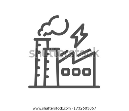 Electricity factory line icon. Electric energy power type sign. Lightning bolt symbol. Quality design element. Linear style electricity factory icon. Editable stroke. Vector