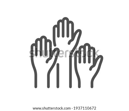 Voting hands line icon. People vote by hand sign. Vector