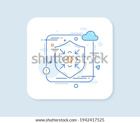 Minimize arrow line icon. Abstract vector button. Small screen symbol. Minimise Navigation sign. Minimize line icon. Protect shield concept. Vector