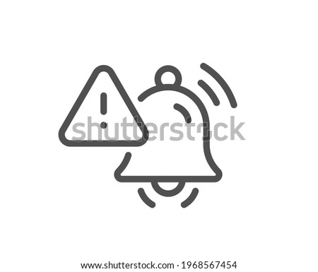 Attention bell line icon. Alarm reminder sign. Notification message symbol. Quality design element. Linear style attention bell icon. Editable stroke. Vector