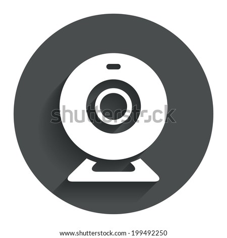 Webcam sign icon. Web video chat symbol. Camera chat. Circle flat button with shadow. Modern UI website navigation. Vector