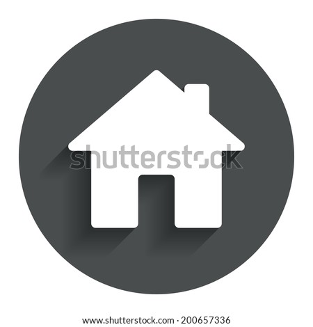 Home sign icon. Main page button. Navigation symbol. Circle flat button with shadow. Modern UI website navigation. Vector