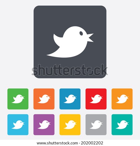 Social media icon. Short messages twitter retweet symbol. Rounded squares 11 buttons. Vector