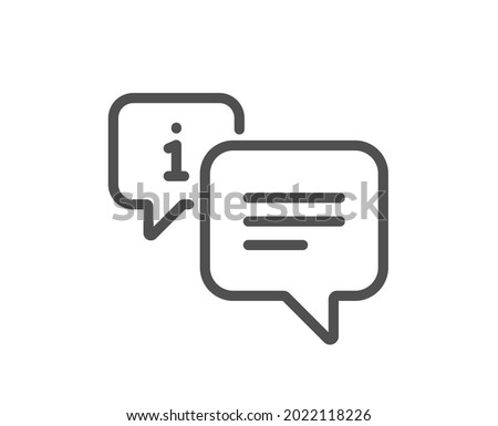 Information line icon. Info speech bubble sign. Help inform symbol. Quality design element. Linear style info icon. Editable stroke. Vector Photo stock © 