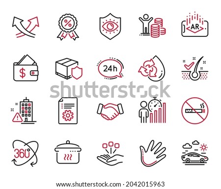 Vector Set of Business icons related to Wallet, Consolidation and Business statistics icons. Full rotation, No smoking and Handshake signs. Wallet web symbol. Vector